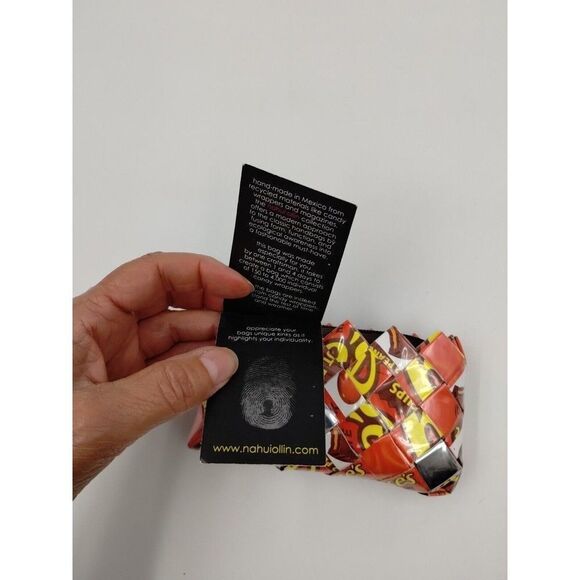 Nahui Ollin Wristlet Small Orange Candy Wrapper Bag - Picture 11 of 12